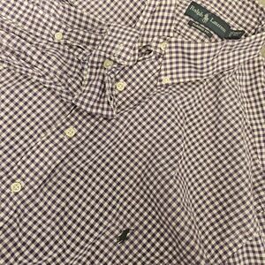 Polo Ralph Lauren Stretch Oxford Purple Gingham Button L/S Shirt Men's Size 3XLT